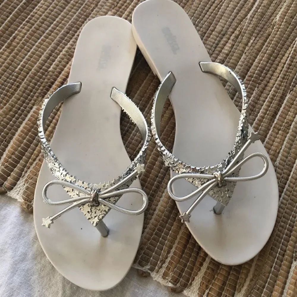 Melissa Silver star bow jelly sandals size 9